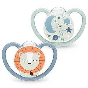 NUK Space Night Silikon-Schnuller 0-6M, 2 St, blau/mint