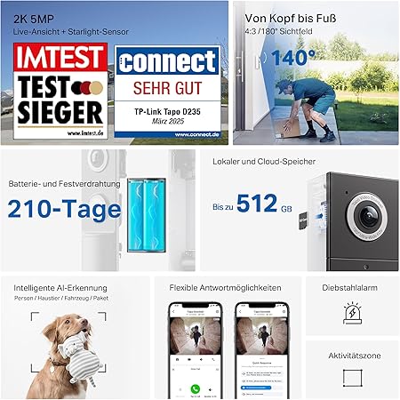 TP-Link Tapo D235 Schwarz, Weiß