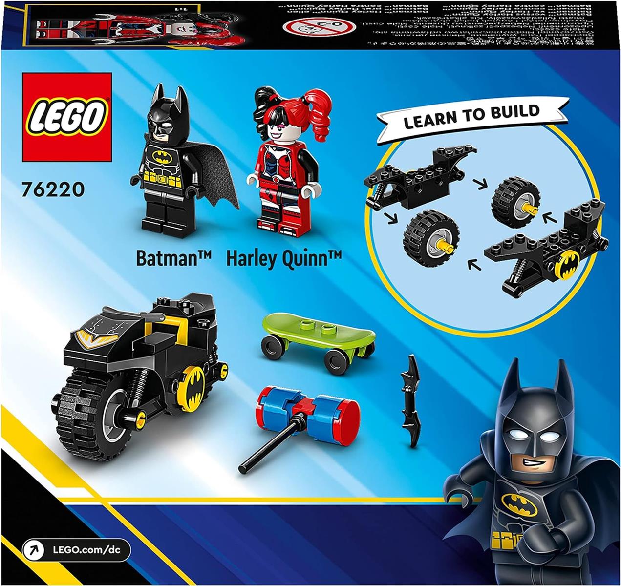 LEGO 76220 DC Batman vs. Harley Quinn, Superhelden-Set mit Action Figuren, Skateboard und Motorrad-Spielzeug für Jungen und Mädchen ab 4 Jahren LEGO 76220 DC Batman vs. Harley Quinn, Superhelden-Set mit Action Figuren, Skateboard und Motorrad-Spielzeug für Jungen und Mädchen ab 4 Jahren
