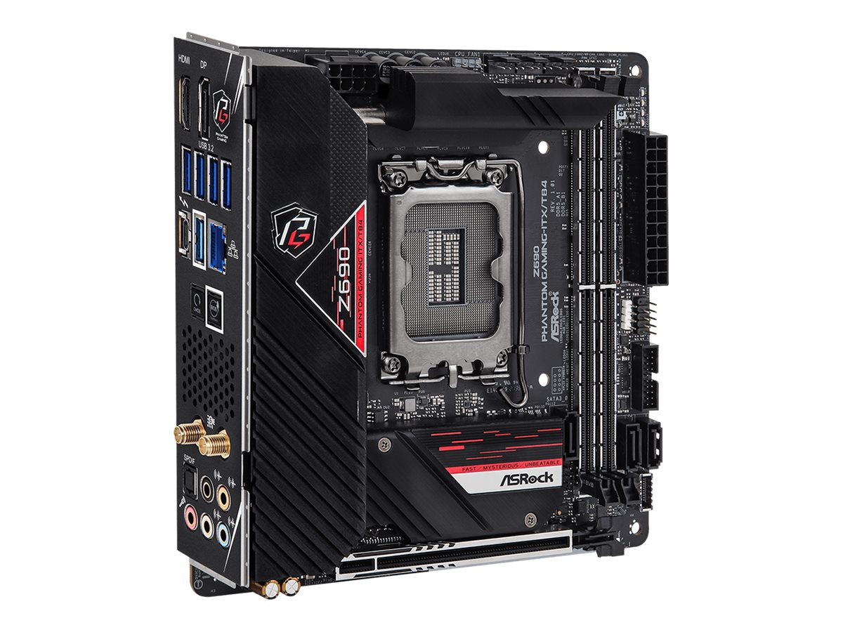 ASRock Z690 Phantom Gaming-ITX/TB4 - Motherboard - Mini-ITX - LGA1700-Sockel - Z690 Chipsatz - USB 3.2 Gen 1, USB 3.2 Gen 2, USB-C Gen 2x2, USB4 - Bluetooth, 2.5 Gigabit LAN, Wi-Fi - Onboard-Grafik (CPU erforderlich)