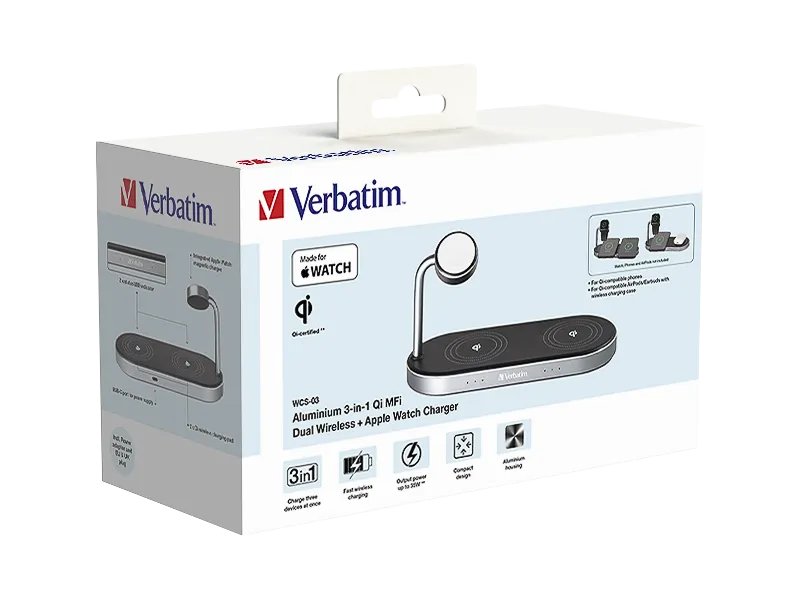 Verbatim WCS-03 Universal Schwarz USB Kabelloses Aufladen Schnellladung Drinnen