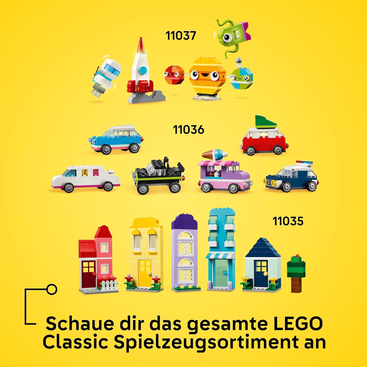 LEGO Classic Kreative Tiere, Box mit bunten Steinen, Baue Spielzeug-Tierfiguren aus Bausteinen wie Hund, Katze, Hase, Hamster und Vogel, Konstruktionsspielzeug für Jungs und Mädchen ab 5 Jahren 11034