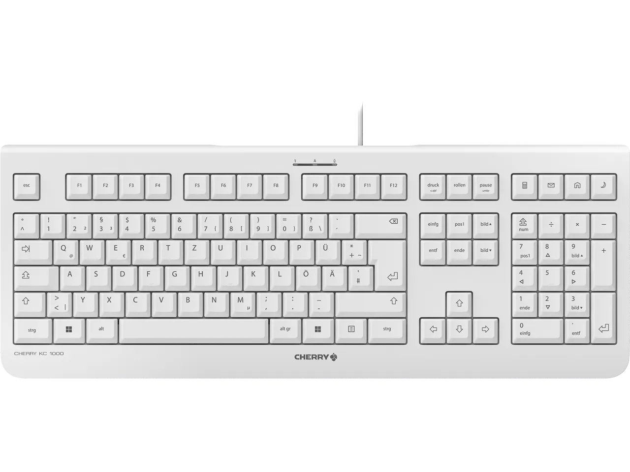 CHERRY KC 1000, Kabelgebundene Tastatur, Weiß Grau, USB (QWERTZ - DE)