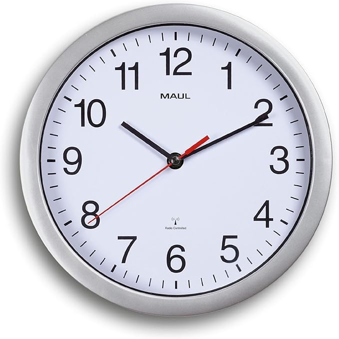 MAUL Wanduhr Run weiß/silber Kunststoff 25cm inkl. Batterien
