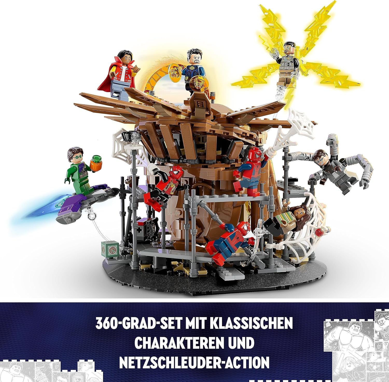 LEGO 76261 Marvel Spider-Mans großer Showdown, Spider-Man: No Way Home-Set mit 3 Peter Parker-Minifiguren sowie Green Goblin, Electro, Sandman, Ned, Doctor Strange und MJ, Sammlermodell LEGO 76261 Marvel Spider-Mans großer Showdown, Spider-Man: No Way Home-Set mit 3 Peter Parker-Minifiguren sowie Green Goblin, Electro, Sandman, Ned, Doctor Strange und MJ, Sammlermodell