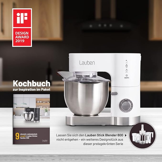 Lauben Küchenmaschine 5.5L 1200WT mit Zubehör weiß retail Lauben Küchenmaschine 5.5L 1200WT mit Zubehör weiß retail