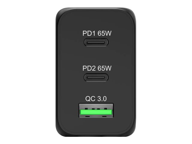 PORT Designs PORT Connect - Netzteil - GaN-Technologie - 65 Watt - 3.25 A - QC 3.0, PD 3.0 - 2 Ausgabeanschlussstellen (24 pin USB-C, USB Typ A)