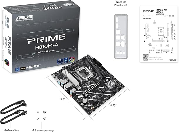 ASUS PRIME H810M-A-CSM - Motherboard - micro ATX - LGA1851-Sockel - H810 Chipsatz - USB-C 3.2 Gen 1, USB 3.2 Gen 2, USB 3.2 Gen 1 - Gigabit LAN - Onboard-Grafik (CPU erforderlich)
