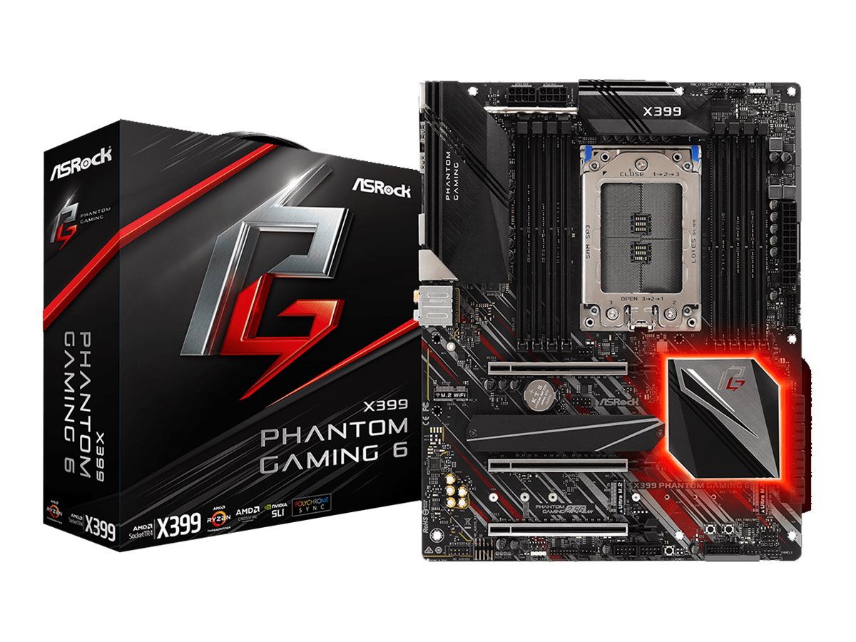 ASRock X399 Phantom Gaming 6 - Motherboard - ATX - Socket TR4 - AMD X399 Chipsatz - USB 3.1 Gen 1, USB-C Gen2, USB 3.1 Gen 2 - Gigabit LAN, 2.5 Gigabit LAN - HD Audio (8-Kanal)