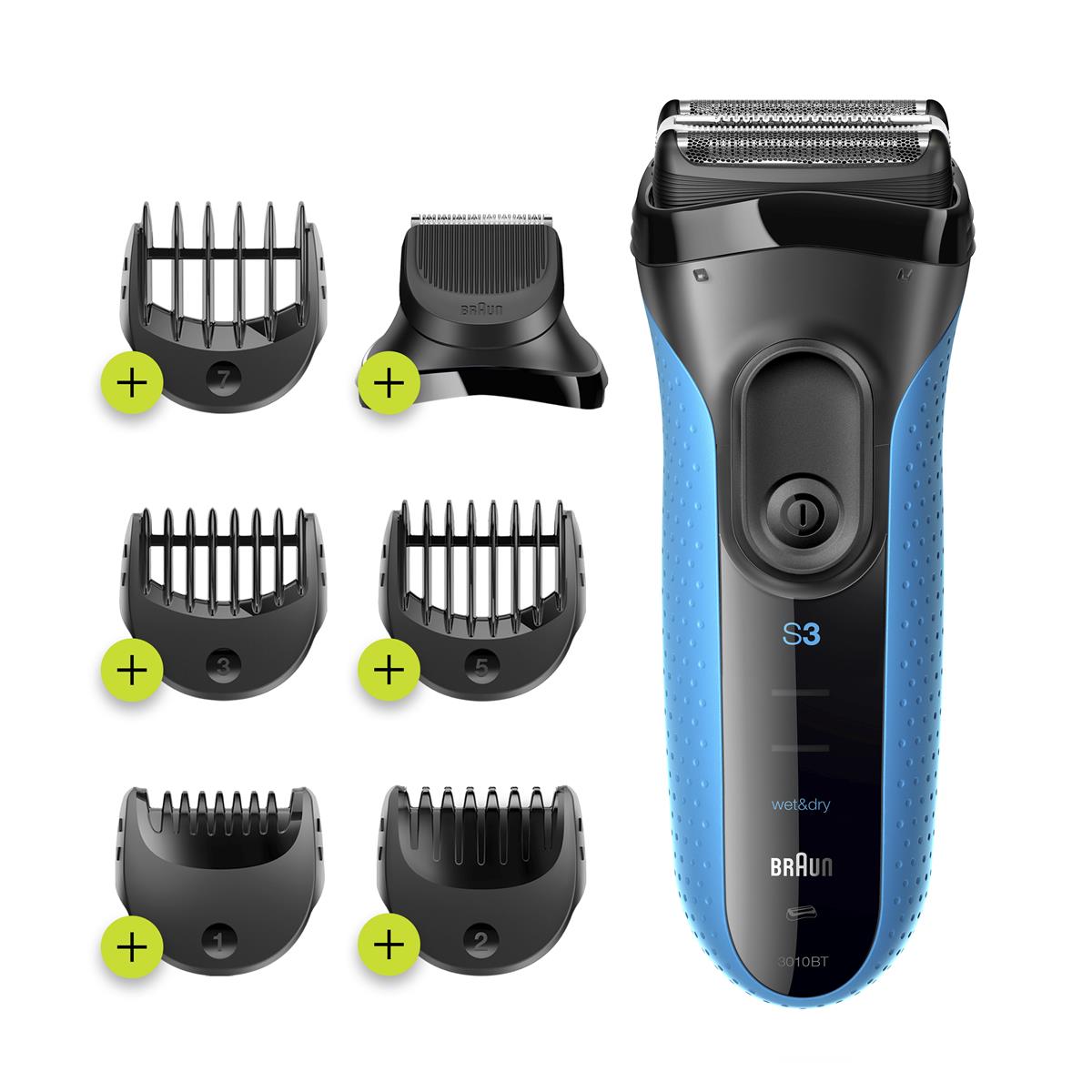Braun Series 3 3010 BT E-Rasierer, Barttrimmer mit 5 Kammaufsätzen, Wet&Dry