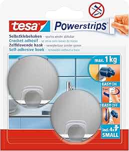 Tesa Powerstrips Haken S rund edelstahl