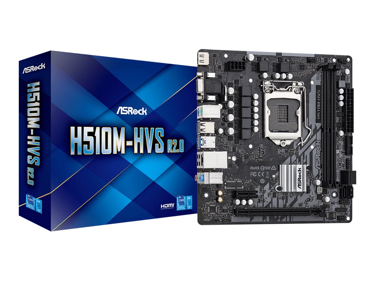 ASRock H510M-HVS R2.0 - Motherboard - micro ATX - LGA1200-Sockel - H510 Chipsatz - USB 3.2 Gen 1 - Gigabit LAN - Onboard-Grafik (CPU erforderlich)