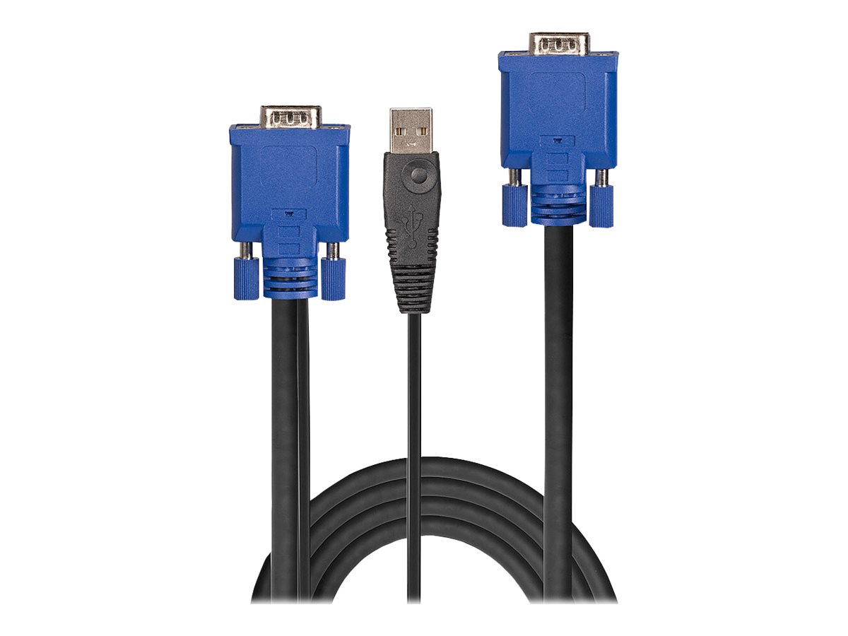 Lindy 32186 Tastatur/Video/Maus (KVM)-Kabel Schwarz, Blau 2 m