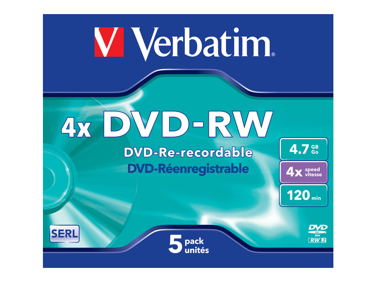 VERBATIM DVD-RW 4.7GB 4x (5) JC
