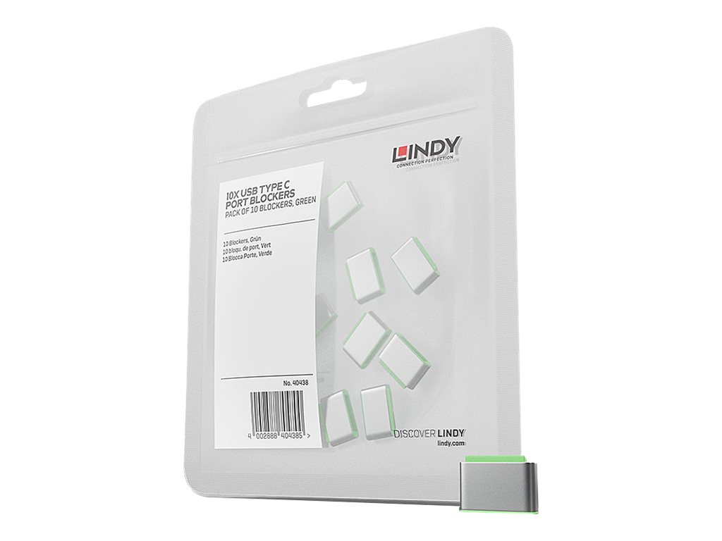 Lindy 40438 Schnittstellenblockierung USB Typ-C Grün 10 Stück(e)