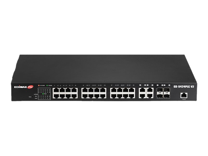 Edimax Pro GS-5424PLC V2 28 Port POE+Gigabit Switch +4 xSFP 19"