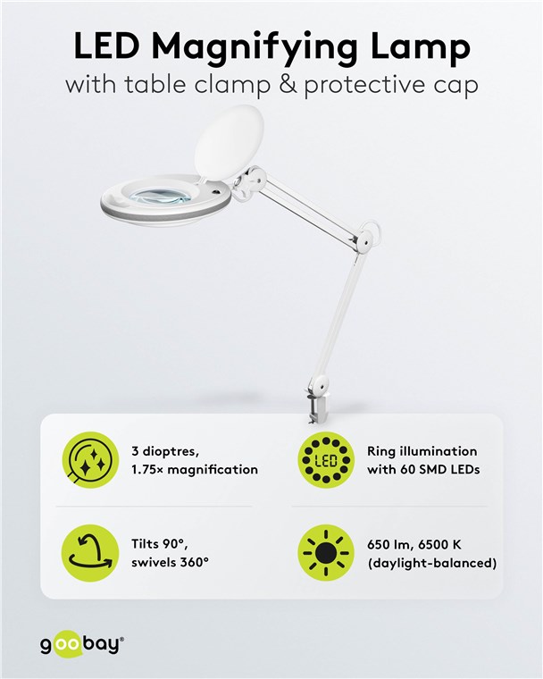 LED-Klemm-Lupenleuchte, 8 W, weiß LED-Klemm-Lupenleuchte, 8 W, weiß