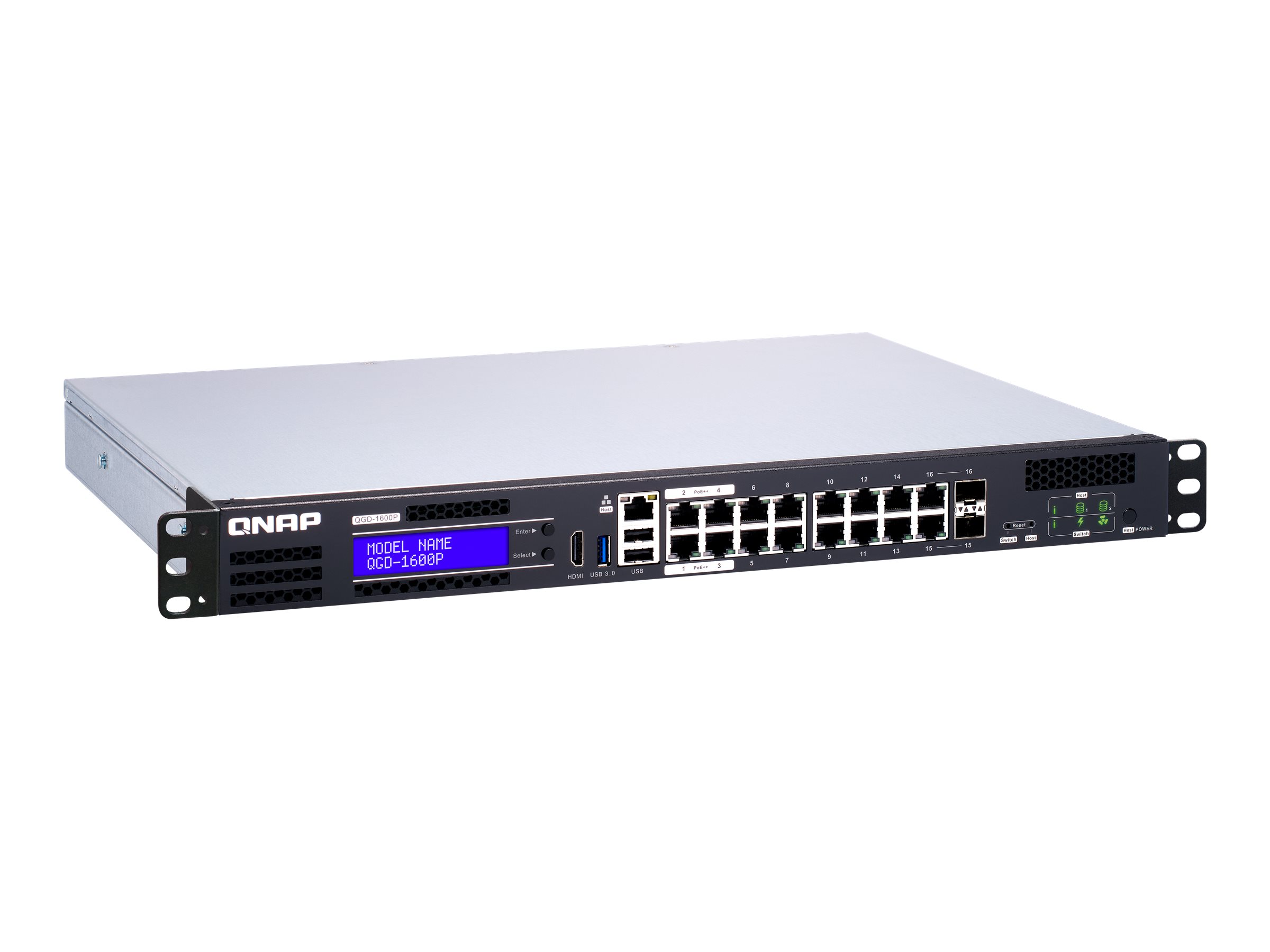 QNAP QGD-1600P Managed Gigabit Ethernet (10/100/1000) Power over Ethernet (PoE) 1U Schwarz, Grau