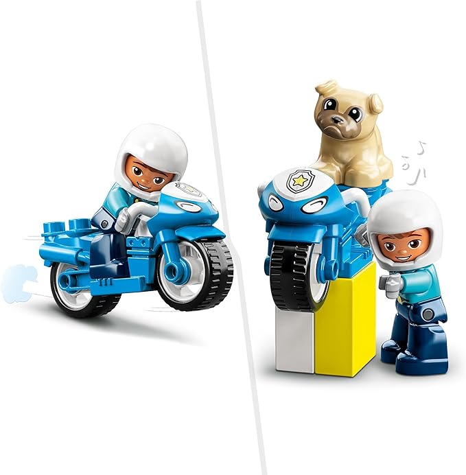 LEGO 10967 DUPLO Polizeimotorrad, Polizei-Spielzeug für Kleinkinder ab 2 Jahre, ideales Motorikspielzeug für Babys, Spielzeug-Motorrad