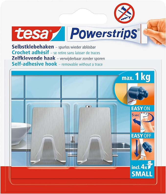 tesa Powerstrips Metallhaken Small Metall, 1 kg