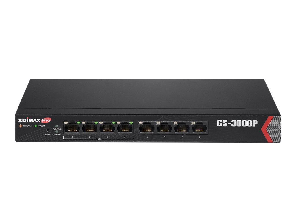 Edimax GS-3008P Netzwerk-Switch Managed Gigabit Ethernet (10/100/1000) Power over Ethernet (PoE) Schwarz