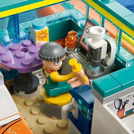 LEGO 41734 Friends Seerettungsboot Tierrettungs-Spielzeug Set mit Delfin-Tier-Figuren und U-Boot, Öko-Lernset, Spielzeug-Geschenk für Kinder, Mädchen und Jungen ab 7 Jahren