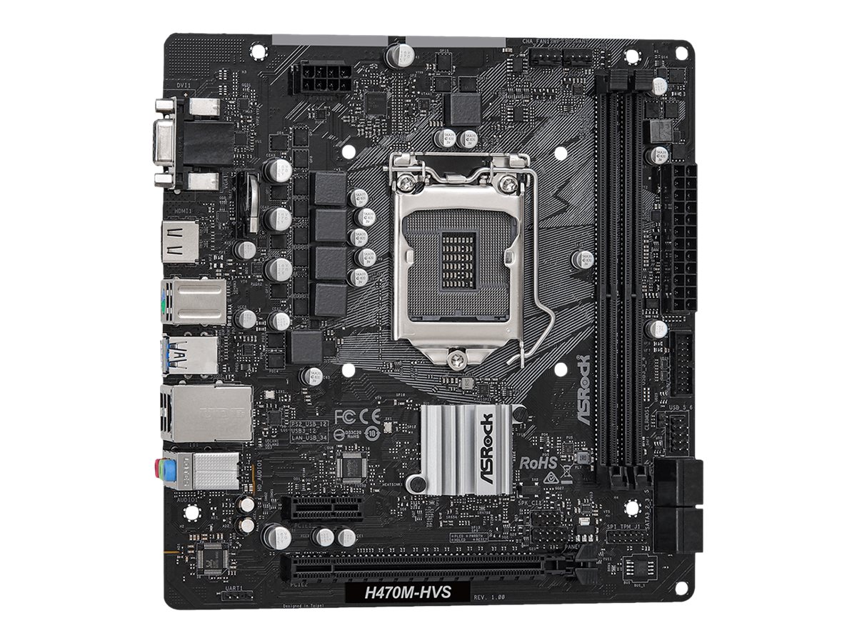 ASRock H470M-HVS - Motherboard - micro ATX - LGA1200-Sockel - H470 Chipsatz - USB 3.2 Gen 1 - Gigabit LAN - Onboard-Grafik (CPU erforderlich)