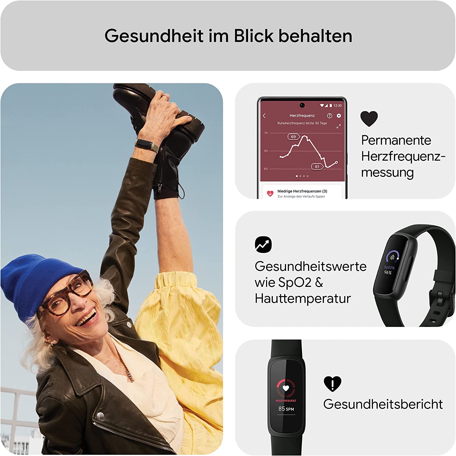 Fitbit Inspire 3 - Schwarz - Aktivitätsmesser mit Band
