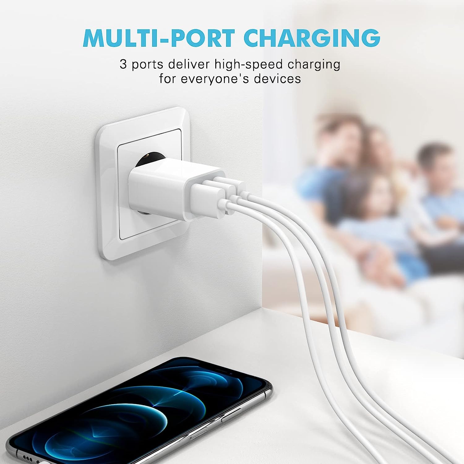 Sundix USB Ladegerät Mehrfach 15W USB Stecker 2 Stücke 3-Port 3A Ladeadapter USB Netzteil für iPhone 14/13/12/11/ X/8 und Weitere USB-Anschluss Geräte