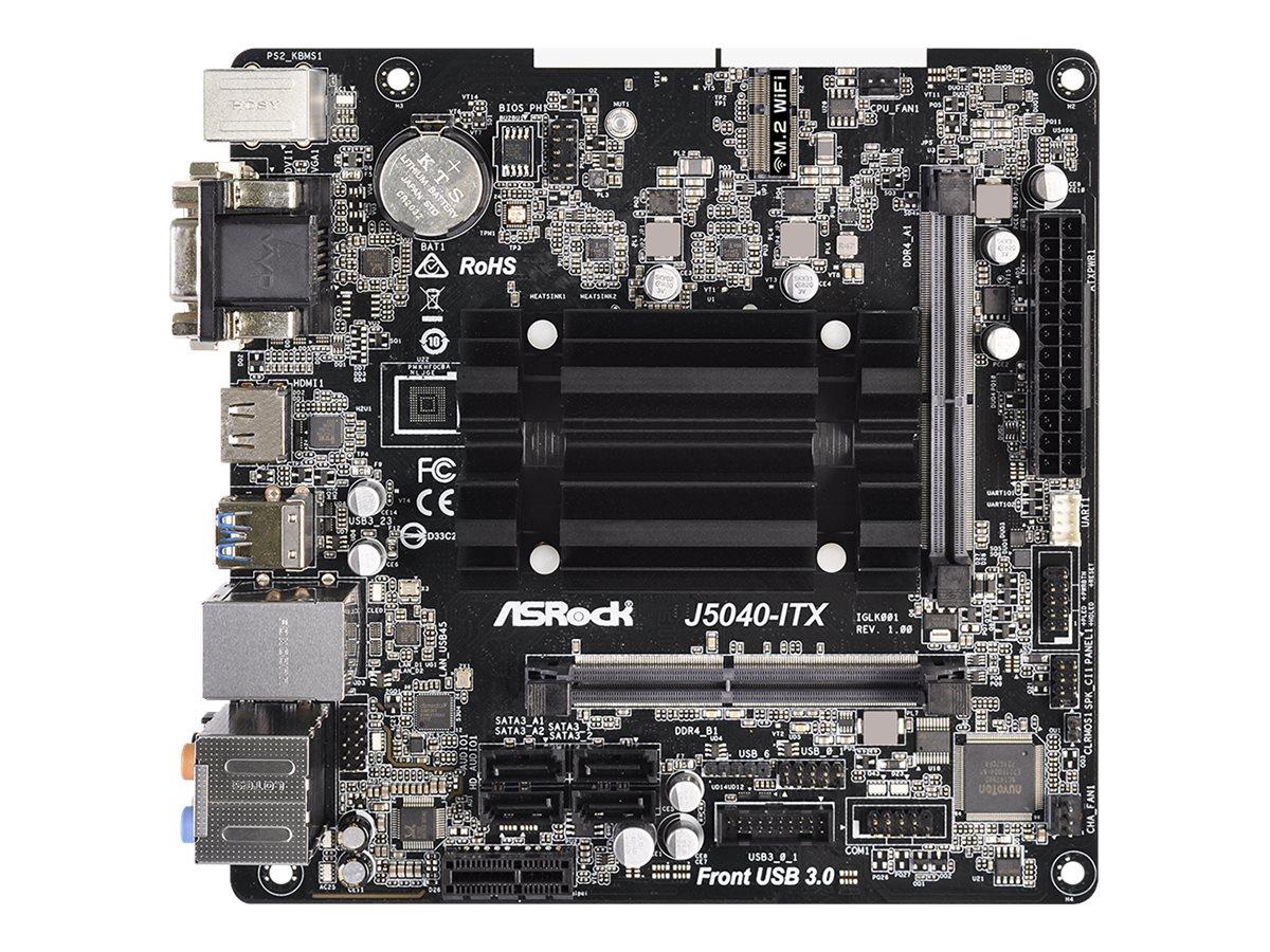 ASRock J5040-ITX - Motherboard - Mini-ITX - Intel Pentium Silver J5040 - USB 3.2 Gen 1 - Gigabit LAN - Onboard-Grafik - HD Audio (8-Kanal)