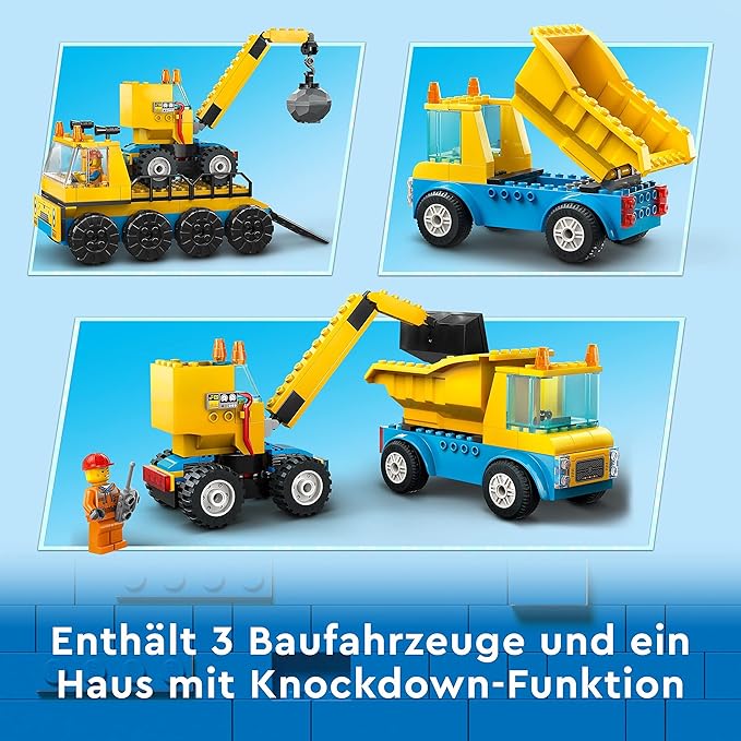 LEGO City   Baufahrzeuge und Kran mit Abrissbirne     60391