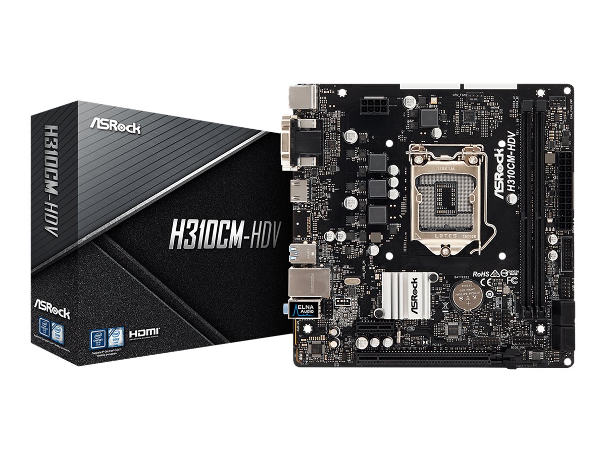 ASRock H310CM-HDV - Motherboard - micro ATX - LGA1151 Socket - H310 Chipsatz - USB 3.1 Gen 1 - Gigabit LAN - Onboard-Grafik (CPU erforderlich)
