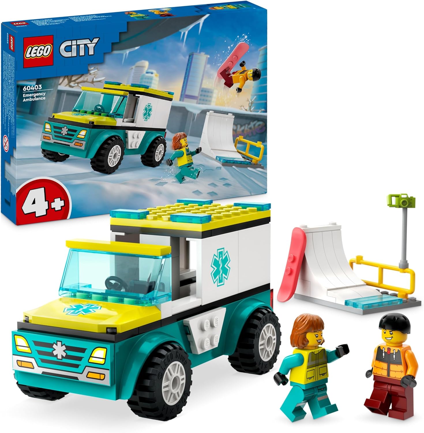 LEGO® 60403 City Fahrzeuge - Rettungswagen und Snowboarder (79 Teile)