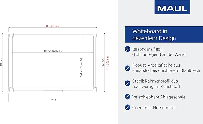 MAUL Whiteboard MAULprimo 30x45 cm