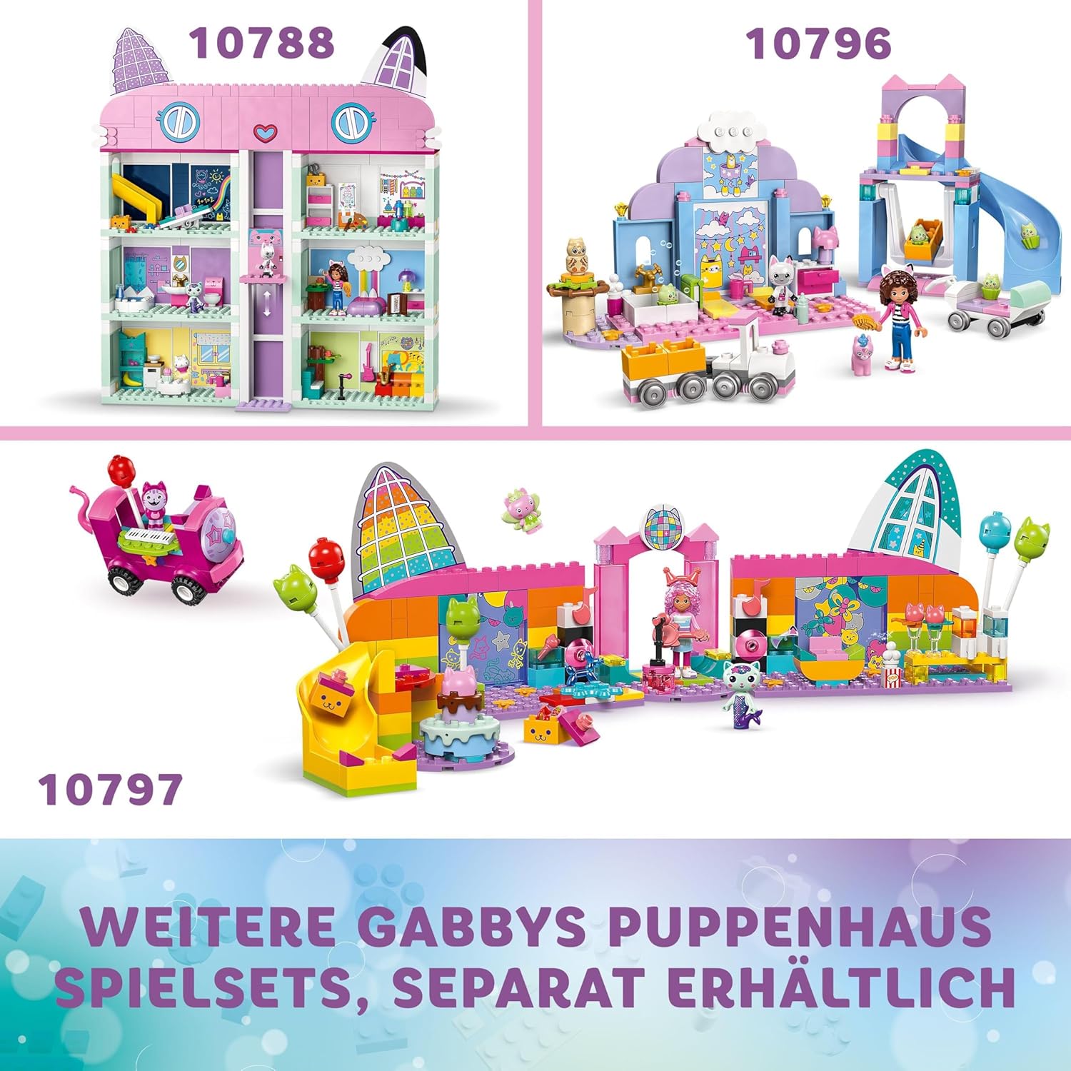 LEGO 4+ Gabbys Puppenhaus Gabbys Partyraum, Disco-Spielset mit Rutsche und Tierfiguren für kreative Rollenspiele, Geschenk für Mädchen und Jungen ab 4 Jahren 10797
