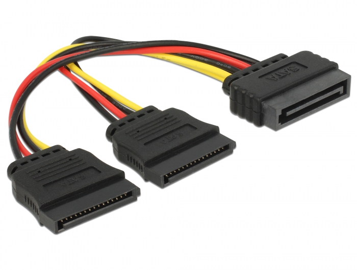 DeLOCK Cable Power SATA 15pin > 2x SATA HDD – straight 0,15 m