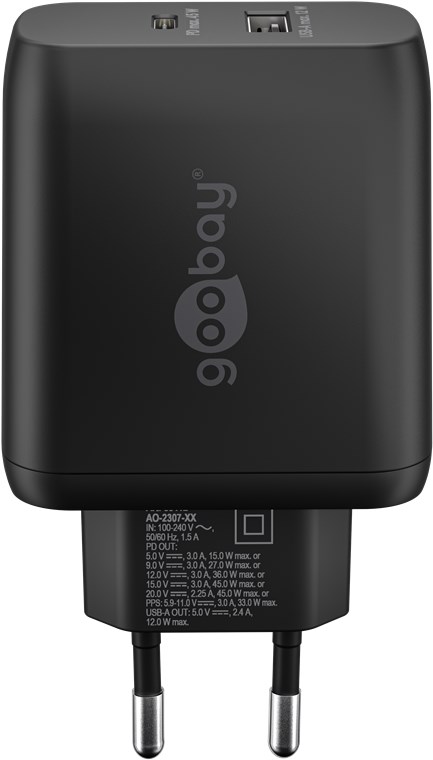 USB-C™ PD GaN Dual-Schnellladegerät (45 W) schwarz USB-C™ PD GaN Dual-Schnellladegerät (45 W) schwarz