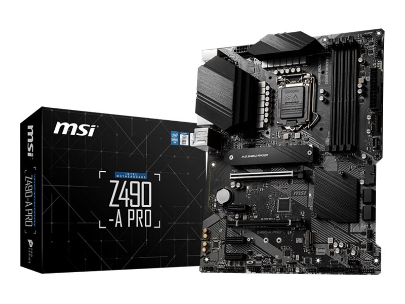 MSI Z490-A PRO - Motherboard - ATX - LGA1200-Sockel - Z490 Chipsatz - USB-C Gen2, USB-C Gen1, USB 3.2 Gen 1, USB 3.2 Gen 2 - 2.5 Gigabit LAN - Onboard-Grafik (CPU erforderlich) MSI Z490-A PRO - Motherboard - ATX - LGA1200-Sockel - Z490 Chipsatz - USB-C Gen2, USB-C Gen1, USB 3.2 Gen 1, USB 3.2 Gen 2 - 2.5 Gigabit LAN - Onboard-Grafik (CPU erforderlich)