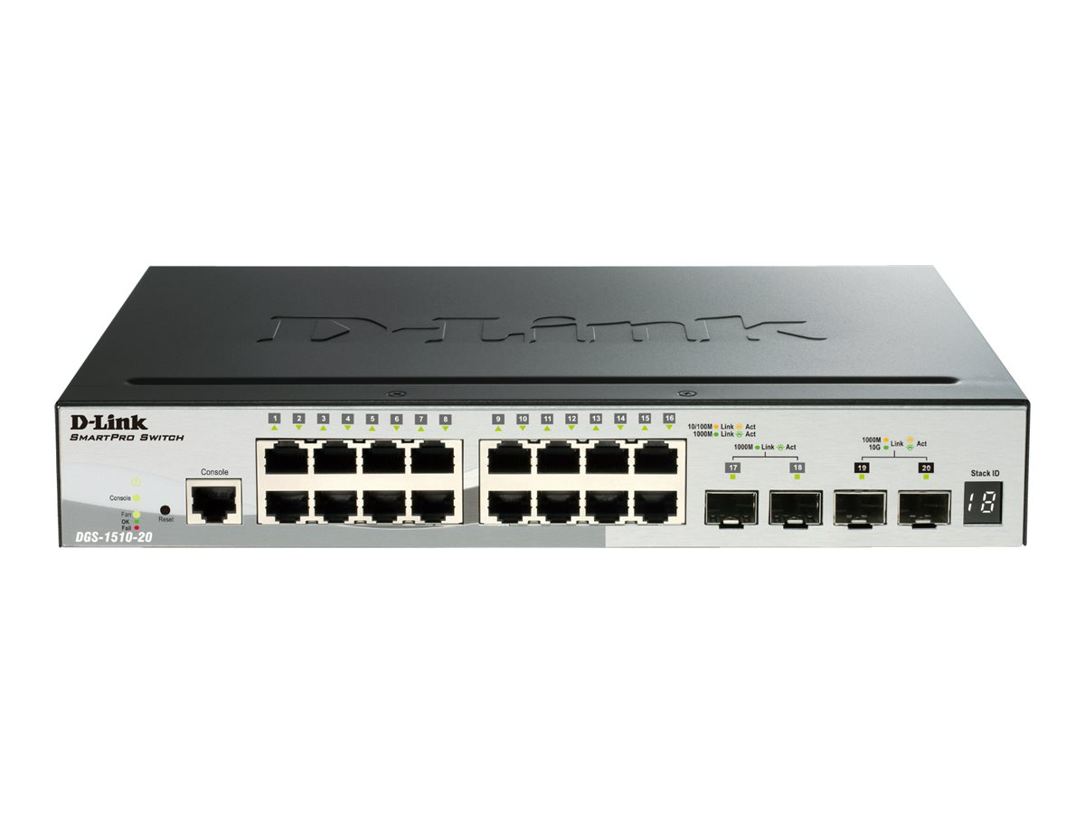 D-Link DGS-1510-20/E Netzwerk-Switch Managed L2/L3 Gigabit Ethernet (10/100/1000) 1U Grau