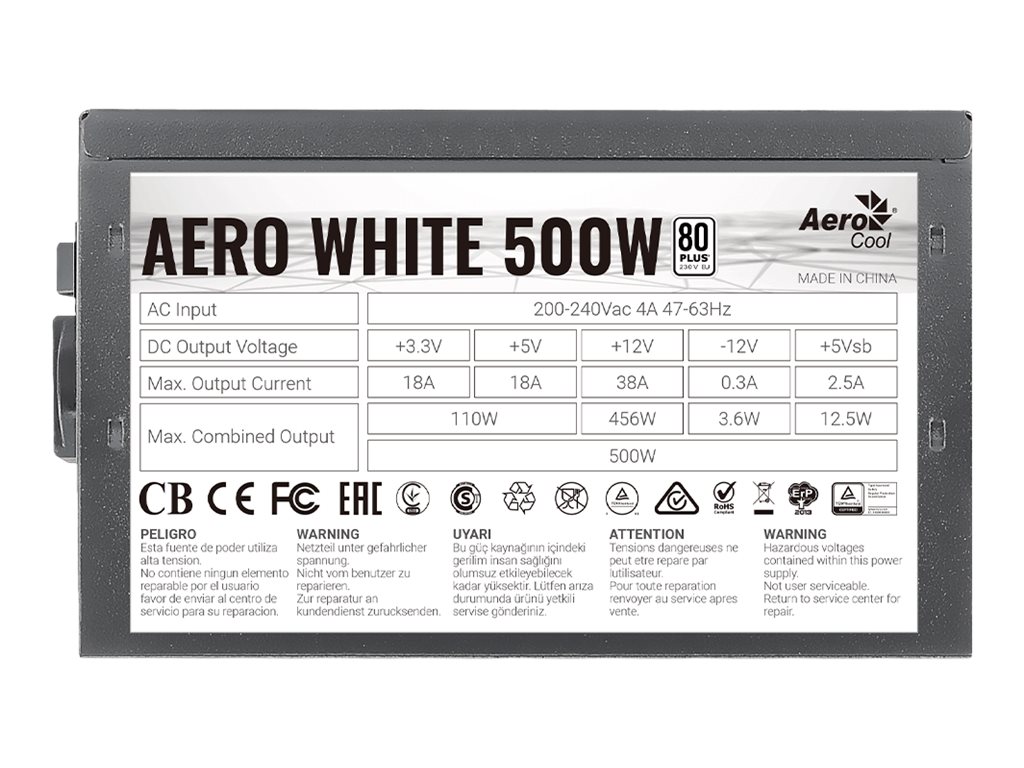 AeroCool AERO White 500W - Netzteil (intern)