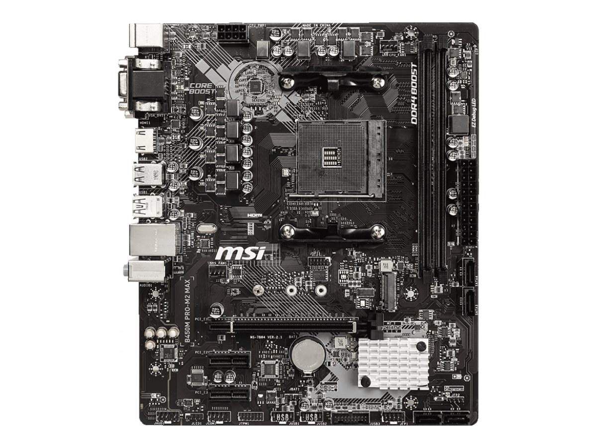 MSI B450M PRO-M2 MAX - Motherboard - micro ATX - Socket AM4 - AMD B450 Chipsatz - USB 3.2 Gen 1 - Gigabit LAN - Onboard-Grafik (CPU erforderlich)