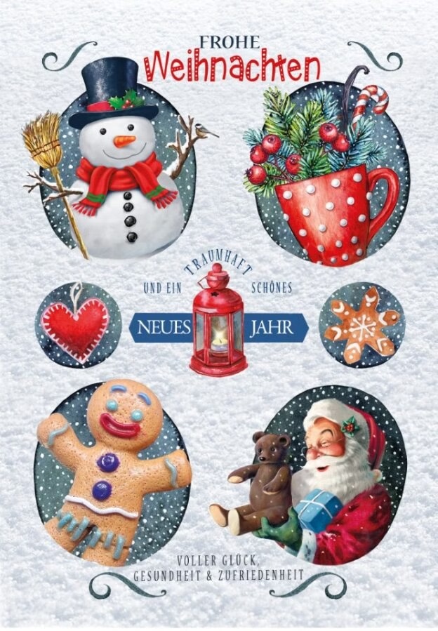 Weihnachtskarten - 100 Stück - 6 Motive