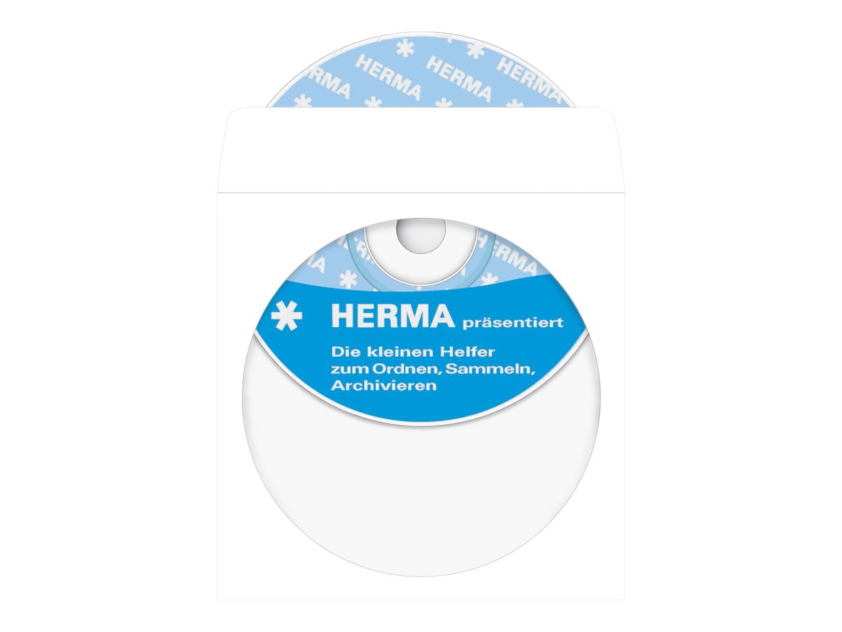 HERMA CD/DVD-Papierhüllen weiß mit Klebefläche 100 St