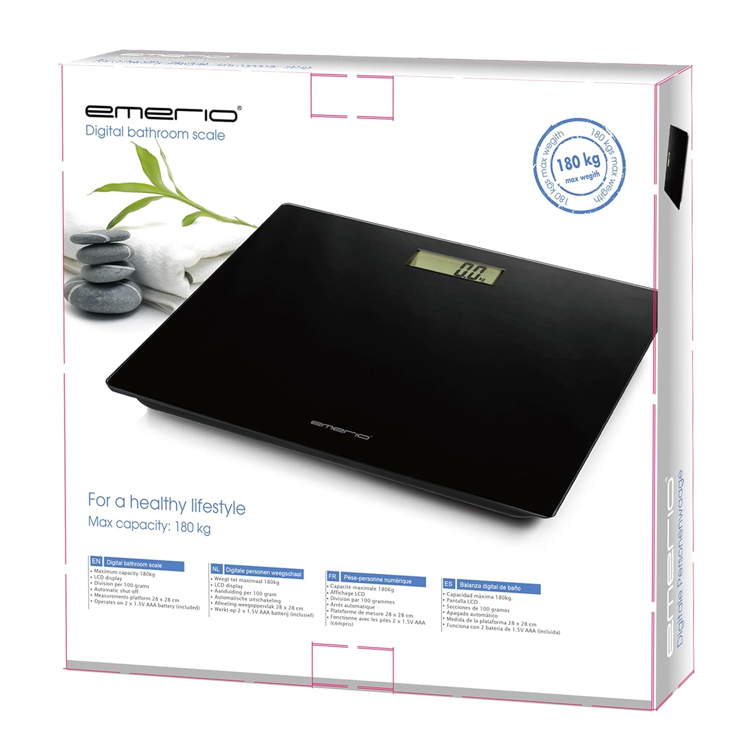 Emerio Personenwaage max. 180 kg digitales Display schwarz