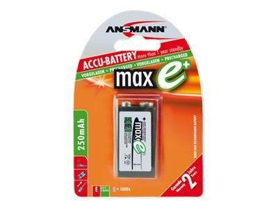 1 Ansmann maxE NiMH Akku 300 9V-Block 270 mAh         5035453