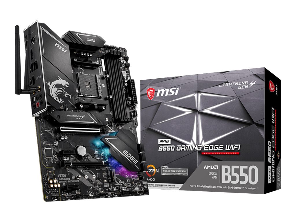 MSI MPG B550 GAMING EDGE WIFI - Motherboard - ATX - Socket AM4 - AMD B550 Chipsatz - USB-C Gen2, USB-C Gen1, USB 3.2 Gen 1, USB 3.2 Gen 2 - 2.5 Gigabit LAN, Wi-Fi, Bluetooth - Onboard-Grafik (CPU erforderlich)