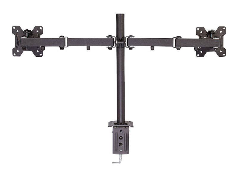 Lindy Dual Display Bracket w/ Pole & Desk Clamp - Befestigungskit - einstellbarer Arm - für 2 Monitore - Stahl - Schwarz - Bildschirmgröße: 43.2-71 cm (17"-28")