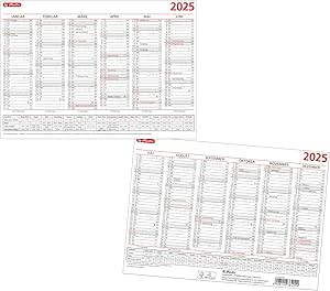 Herlitz Tafelkalender 2025 A5 inkl. Schulferien rot/schw