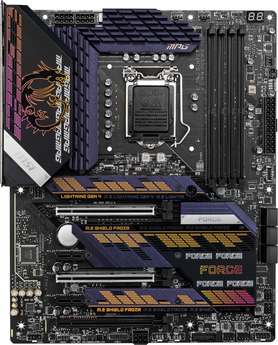 MSI MPG Z590 GAMING FORCE - Motherboard - ATX - LGA1200-Sockel - Z590 Chipsatz - USB-C Gen2, USB 3.2 Gen 1, USB 3.2 Gen 2, USB-C Gen 2x2 - 2.5 Gigabit LAN - Onboard-Grafik (CPU erforderlich)