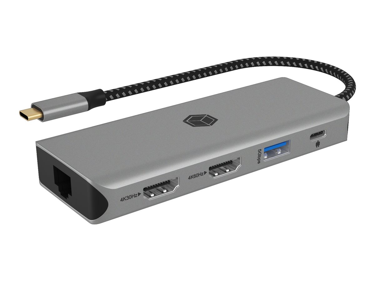 ICY BOX IB-DK4012-CPD Kabelgebunden USB 3.2 Gen 1 (3.1 Gen 1) Type-C Anthrazit, Schwarz